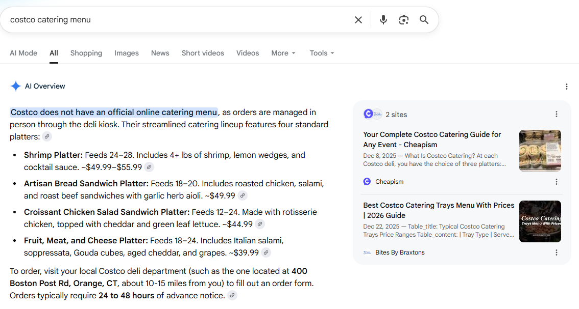 Bites by Braxtons cited in Google AI Overview